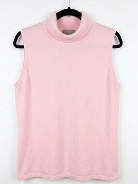 Laura Plus Baby Pink Knit Turtleneck Sleeveless Shell - Size 2X